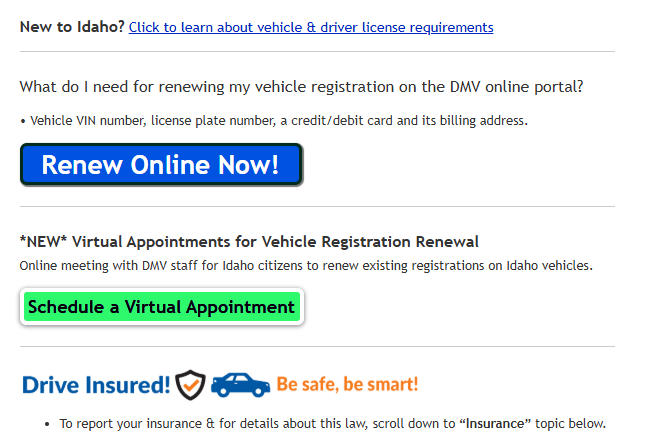 Idaho RV registration